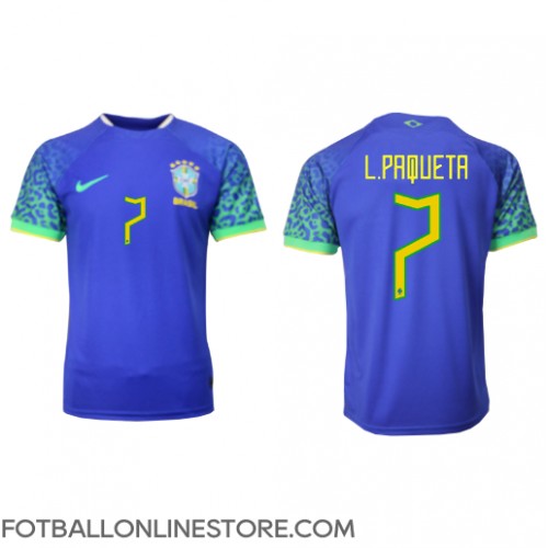 Billige Brasil Lucas Paqueta #7 Bortetrøye VM 2022 Kortermet